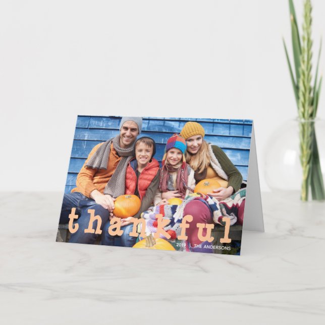 Cartão Foto de Ação de Graças da Família de Agradecimento (Frente)