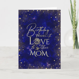 Cartão Foto de aniversário da mamãe com texto dourado no