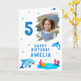 Cartão Foto de Aniversário de Animais do Mar de Golfinho