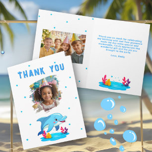 Cartão Foto de Aniversário de Crianças 2 Animais Marinhos