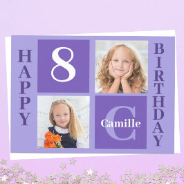 Cartão Foto de aniversário de meninas personalizadas e ro