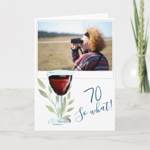 Cartão Foto de Aniversário do 70 de Vinho Vermelho Inspir