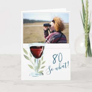 Cartão Foto de Aniversário do 80 de Vinho Vermelho Inspi