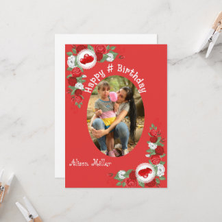 Cartão Foto de aniversário feliz e decorativa moderna per