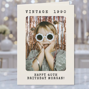 Cartão Foto de Aniversário Retrô Vintage Marco