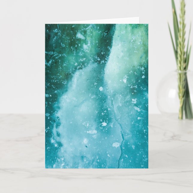 Cartão Foto De Arte De Gelo Turquesa Verde (Frente)