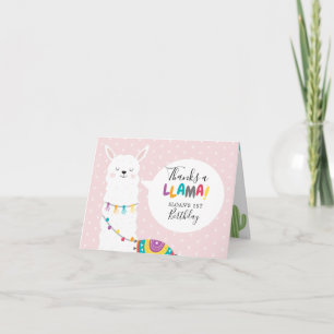 Cartão Foto de Cacto de Lhama Rosa Enrubescida Obrigado