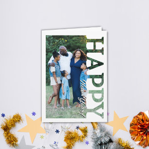 Cartão Foto de casal da família personalizada Feliz Ano N