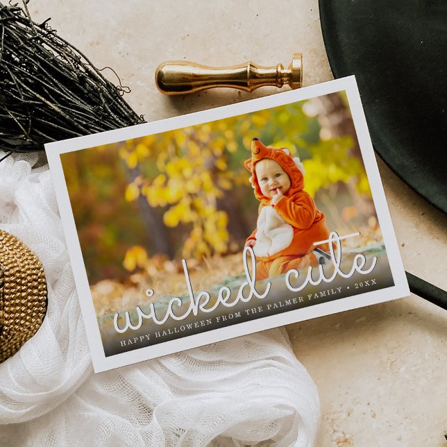 Cartão Foto de Dia das Bruxas, Cute, Má (Criador carregado)