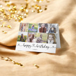 Cartão Foto de Feliz Aniversário da Caligrafia<br><div class="desc">O moderno cartão de saudação de aniversário feliz apresenta 10 fotos. 8 na frente,  1 dentro e 1 na parte traseira da placa.</div>