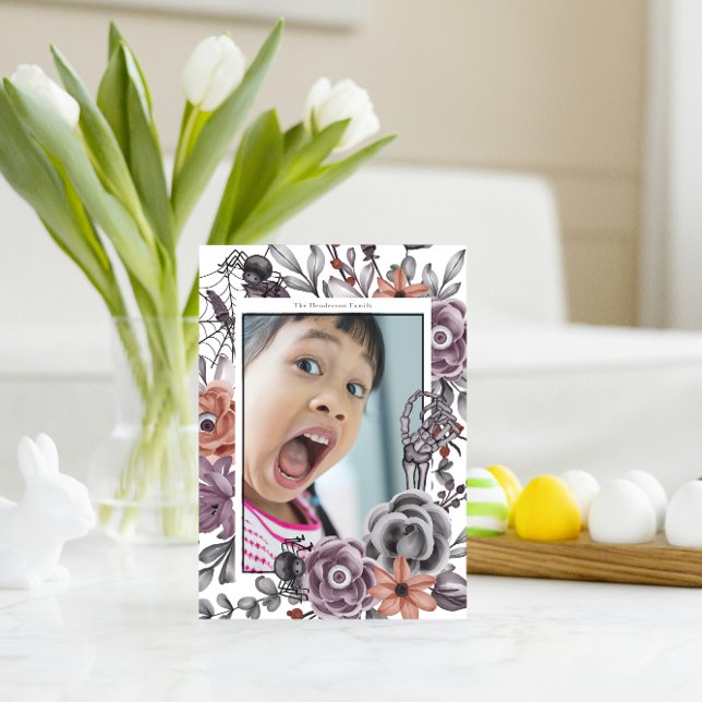 Cartão Foto de Festa de aniversário de Spooky Floral Hall (Elegant Goth Invitations & Decor)