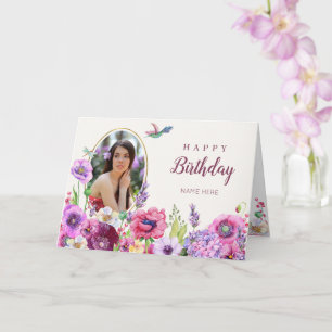 Cartão Foto de flor feliz aniversário