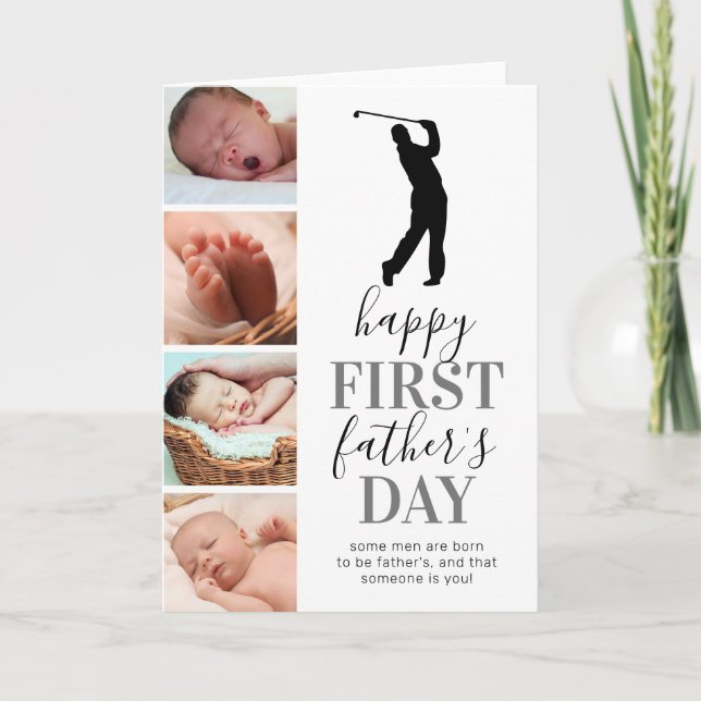 Cartão Foto de Golfista no Dia dos Pais (Frente)