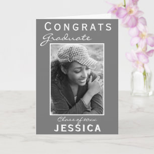 Cartão Foto de Graduação de Formando de Parabéns da Cinza