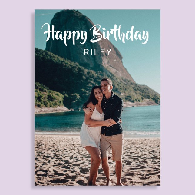 Cartão Foto de Letra Manuscrita de Aniversário Feliz (Criador carregado)