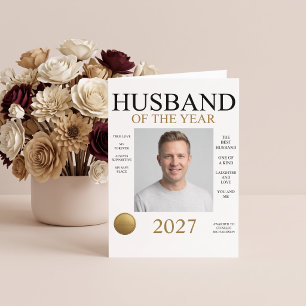 Cartão Foto de Marido do Ano (Apenas Branco) Aniversário