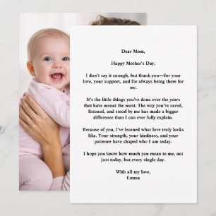 Cartão Foto de Mensagem Personalizada para o Dia das Mães