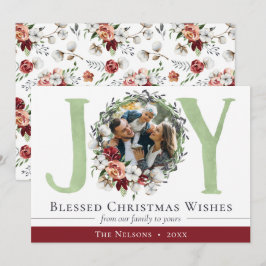 Cartão Foto de Natal com Tema de Algodão Floral do Sul Al