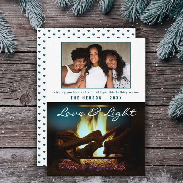 Cartão Foto de Natal "Cozy" da madeira de fogo Lareira mo (Criador carregado)