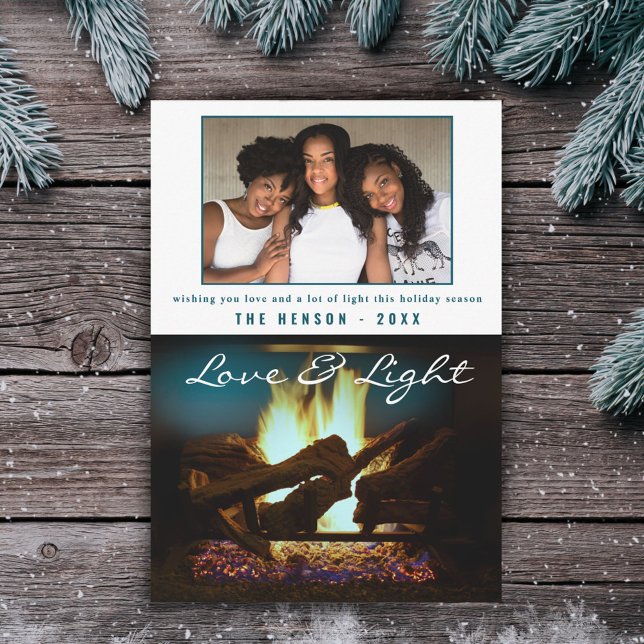 Cartão Foto de Natal "Cozy" da madeira de fogo Lareira mo (Criador carregado)