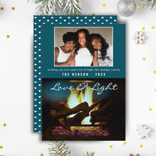 Cartão Foto de Natal "Cozy" da madeira de fogo Lareira mo (Criador carregado)