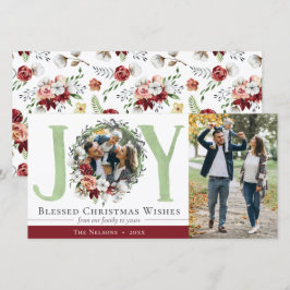 Cartão Foto de Natal da Alegria de Algodão Floral do Sul