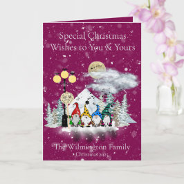 Cartão Foto de Natal da Família Festiva Elf Quartet
