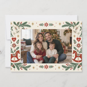 Cartão Foto de Natal da Família Folk Nórdica