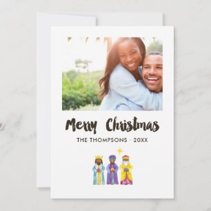 Cartão Foto de Natal da Natividade em Aquarela
