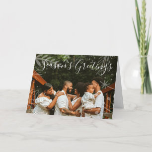 Cartão Foto de Natal dobrada da família de saudações da t