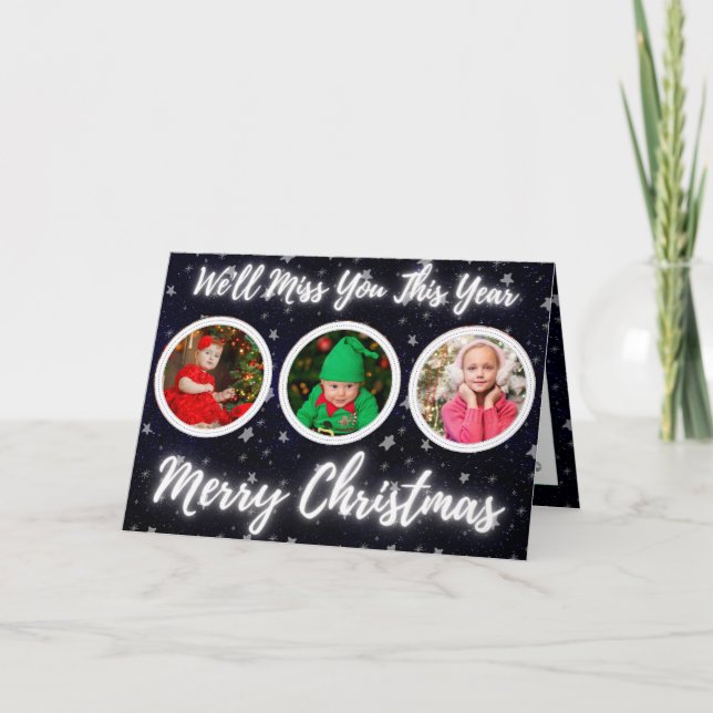 Cartão Foto de Natal estrelado (Frente)