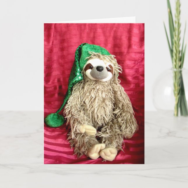 Cartão Foto de Natal Sloth (Frente)