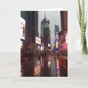 Cartão Foto de Nova Iorque NYC do Rainy Times Square