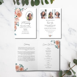 Cartão Foto de Ordem Funeral Floral do Rosa Peach