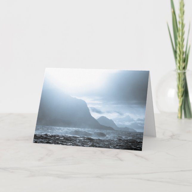 Cartão Foto de Paisagem Costeira da Noruega (Frente)