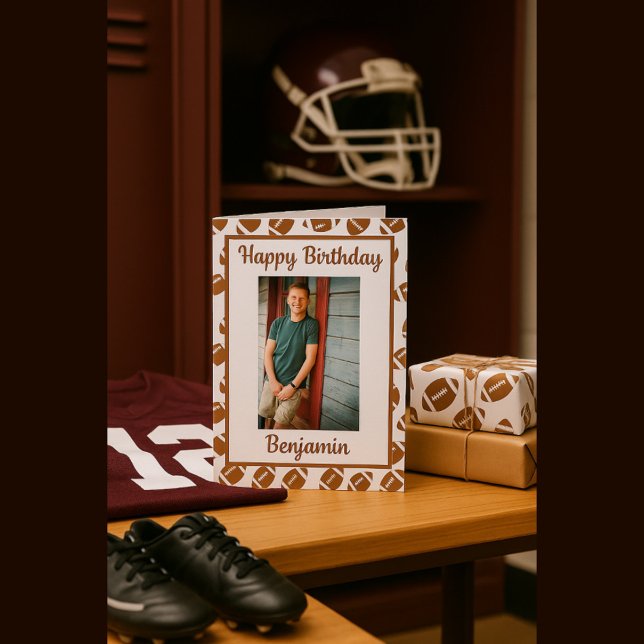 Cartão Foto de saudação de aniversário de futebol america (Criador carregado)
