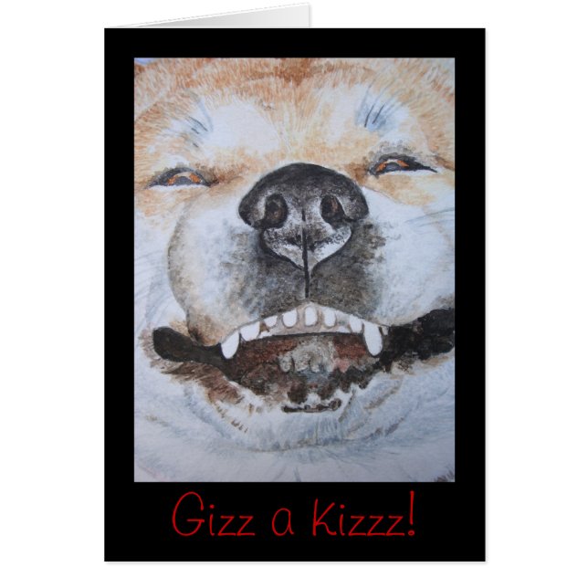 Cartão foto de um cachorro sorridente engraçado akita (Frente)