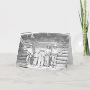 Cartão Foto de uma fazenda de crianças em roupas de cowbo