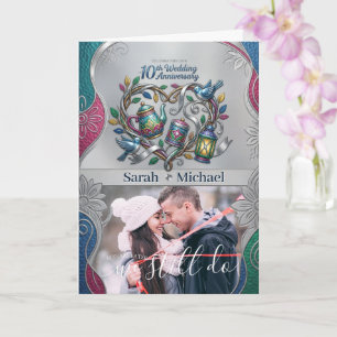 Cartão Foto do Aniversário de Casamento de Alumínio de 10