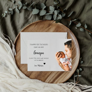 Cartão Foto do bebê feliz primeiro dia dos pais eu amo vo