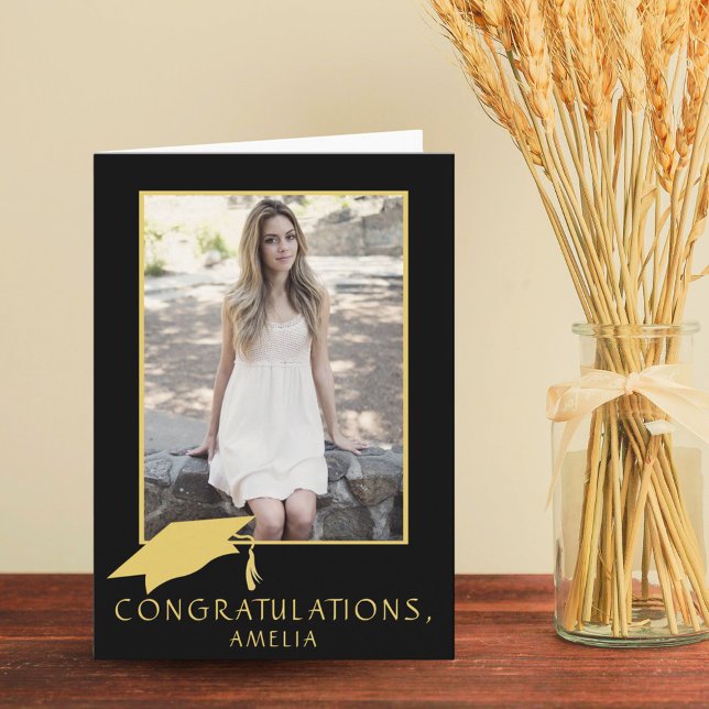 Cartão Foto do Boné de formatura do Formando parabéns (Criador carregado)