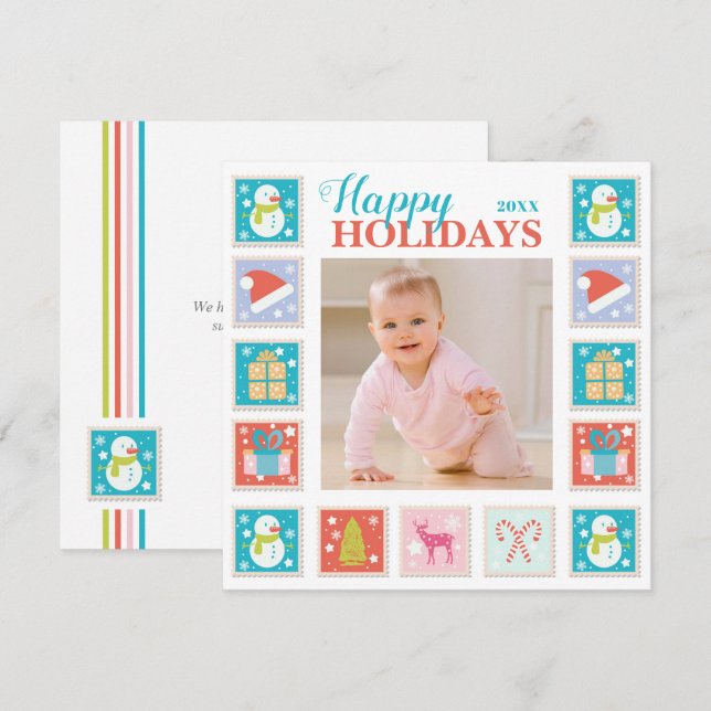 Cartão Foto do Cartaz de Férias de Natal (Frente/Verso)