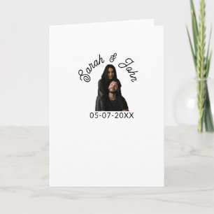 Cartão Foto do casal com nome e data simples casamento