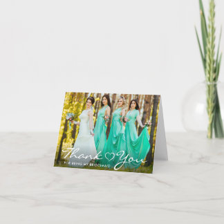 Cartão Foto do Coração do Script Bridesmaid Obrigado Nota