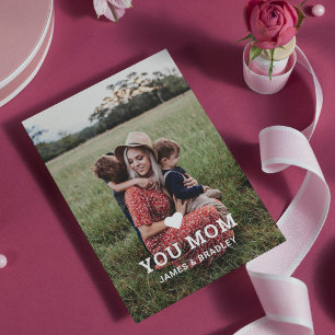 Cartão FOTO do Dia das Mães Coração Bonito AMO VOCÊ MÃE