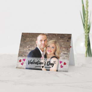 Cartão Foto do Dia de os namorados Red Pink Heart Escribl