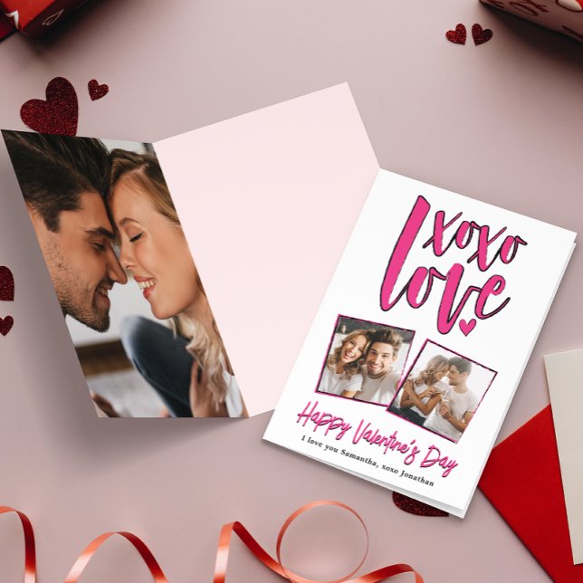 Cartão Foto do Dia de os namorados XOXO LOVE (Criador carregado)