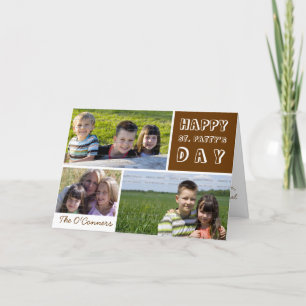 Cartão Foto do Dia de São Patricks Collage Green Shamrock