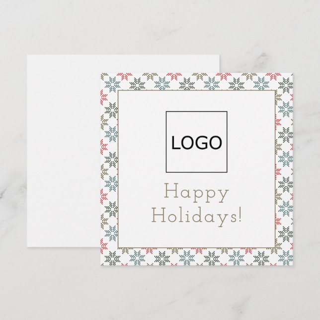 Cartão Foto do logotipo personalizado Quatro Poinsettia M (Frente/Verso)