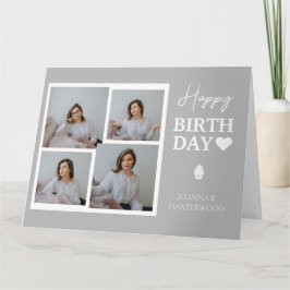 Cartão Foto do Na moda de aniversário da Caligrafia Elega